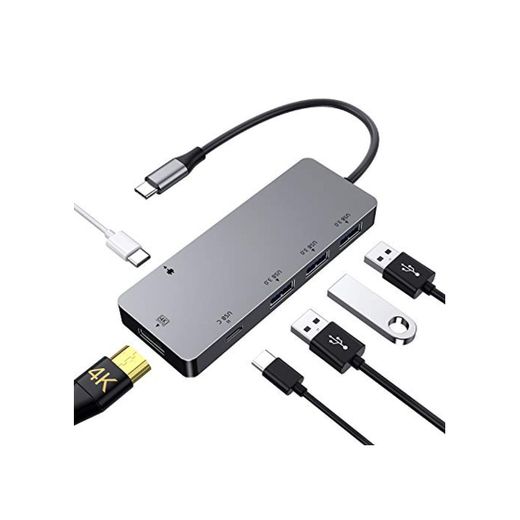 SenPuSi HUB USB C, Concentrador con HDMI 4K, USB 3.0, USB-C (Carga
