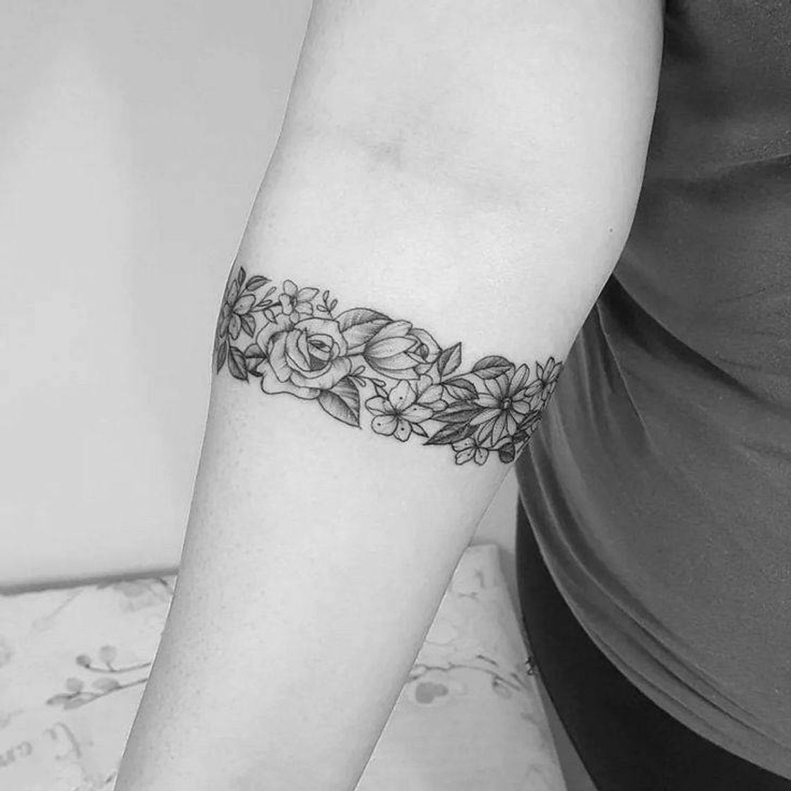 Moda Tatuagem Flores Bracelete