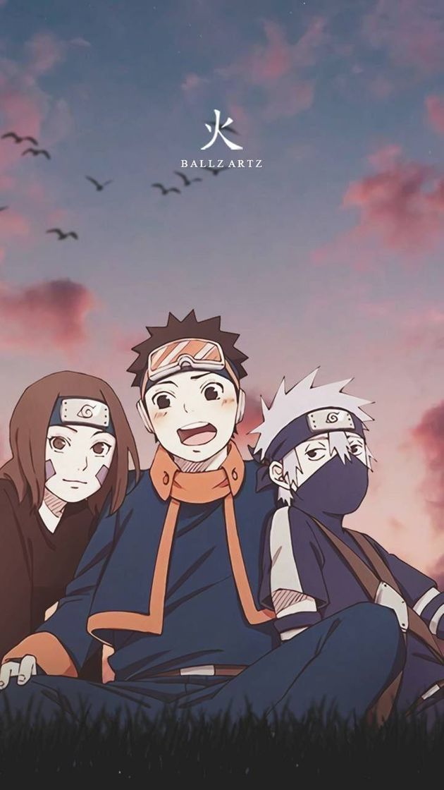 Wallpaper trio kakashi, obito, rin.