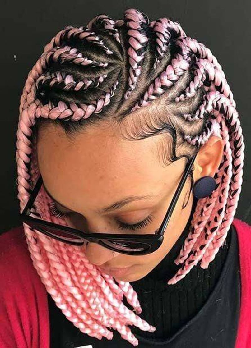 Moda box braids rosa bebê