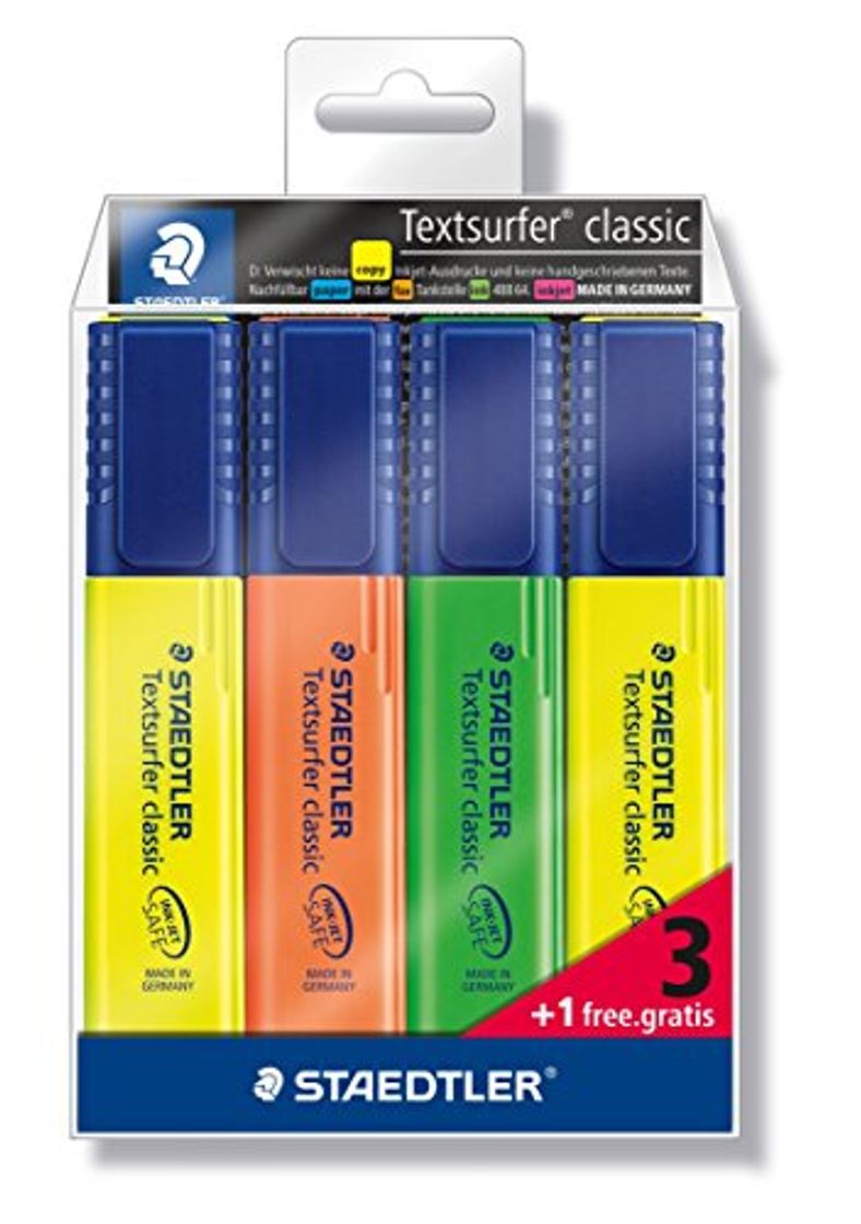 Staedtler Textsurfer Classic 364-S WP4P - Estuche promocional con 3 marcadores fluorescentes