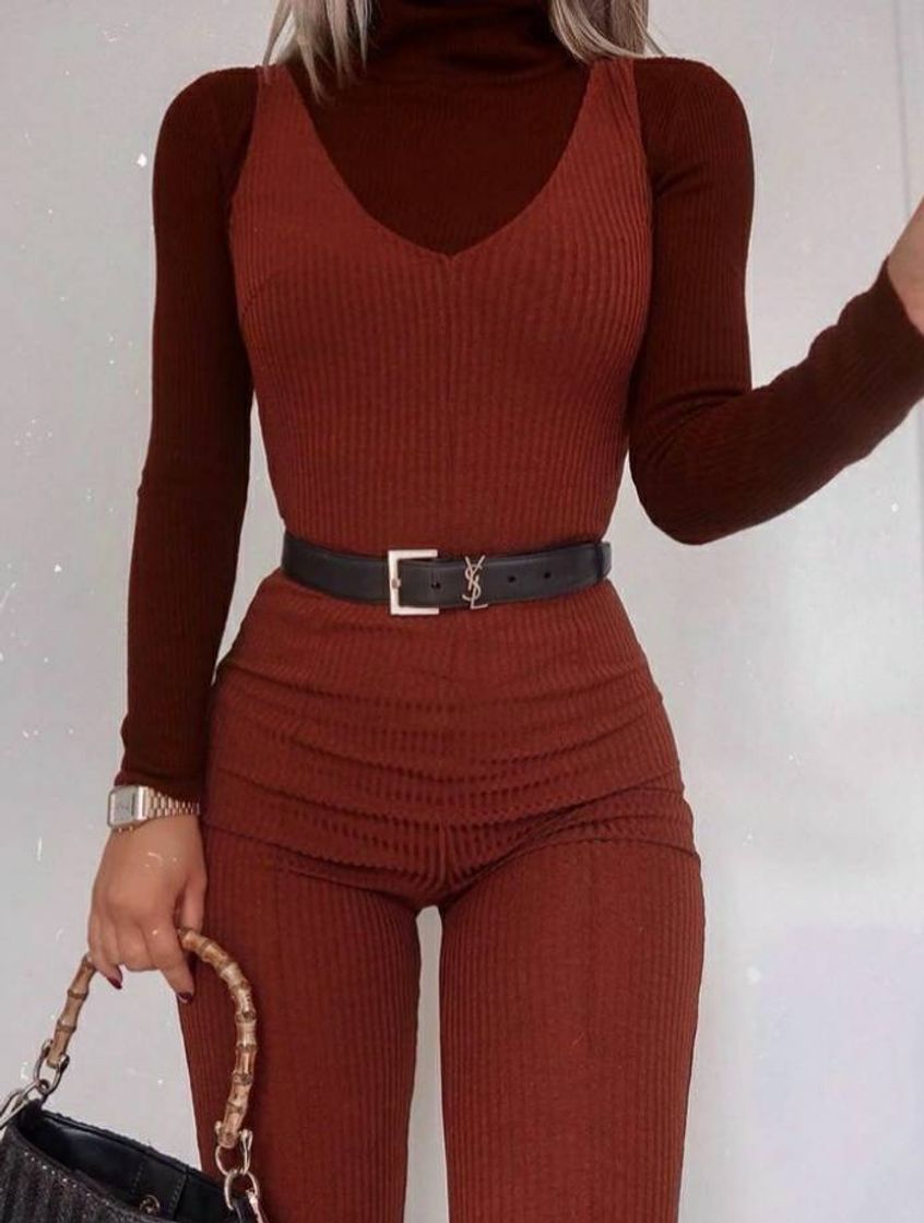 Fashion Orangy Red Jumpsuit Warm Look