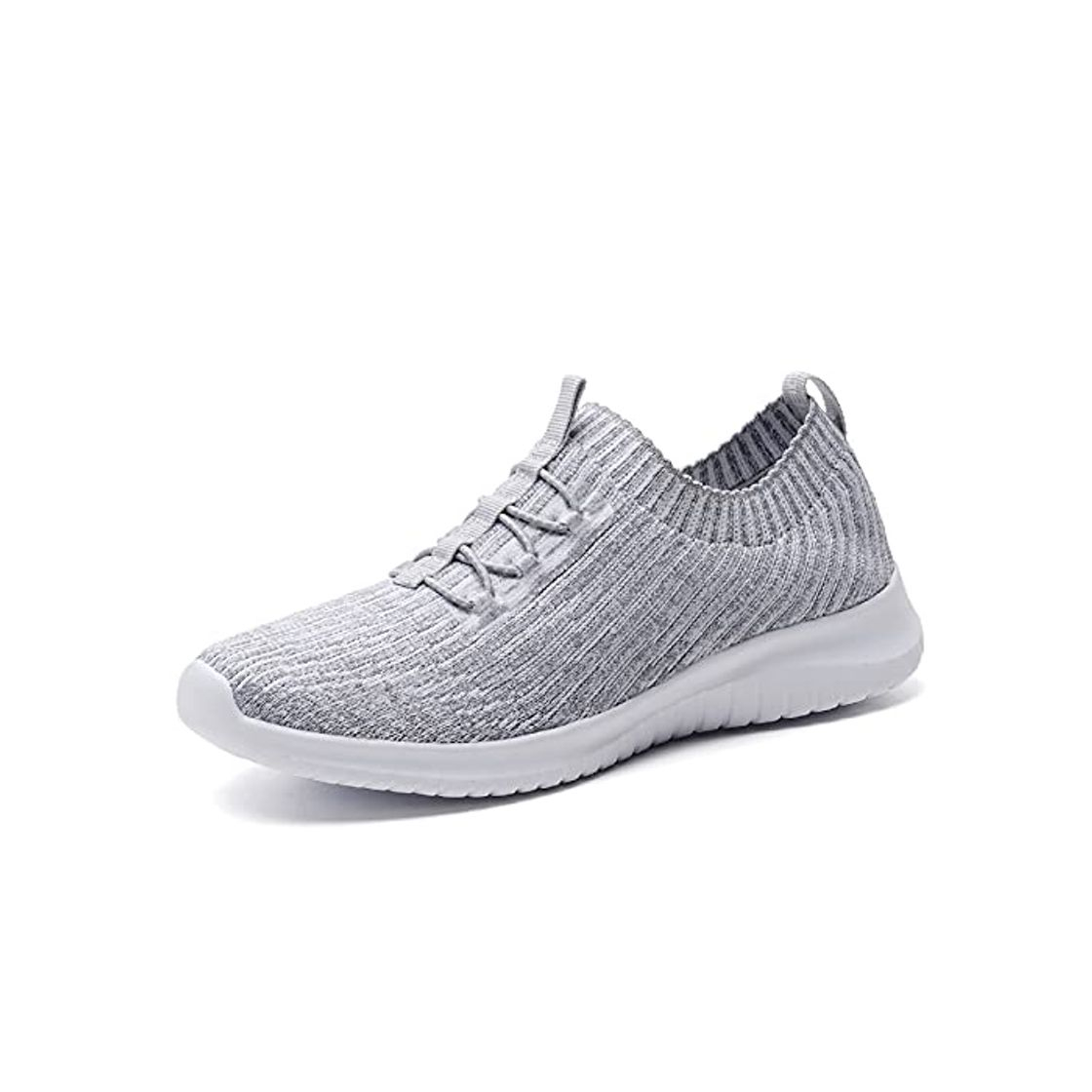 Moda konhill Zapatillas Casual Mujer Sin Cordones Caminar Transpirable Tenis Deportivas Cómodas Ligeros Zapatos EU 43 Gris Claro