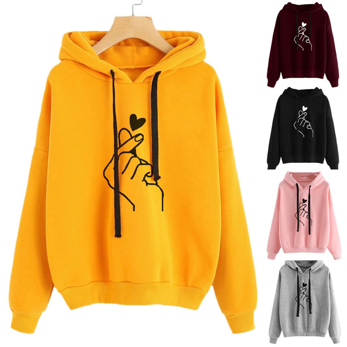 Moda Notas Musicales para Mujer Sudadera con Capucha de Manga Larga Sudadera con