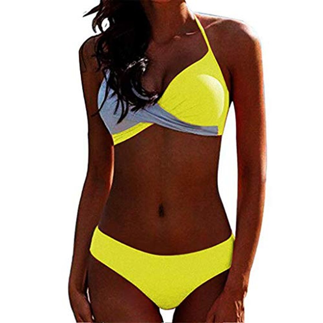 Moda CheChury Bikinis Mujer 2021 Push Up Halter Bikini Traje de baño Acolchado Bra Tops y Braguitas Bikini Sets Talla Grande Bañador Vacaciones