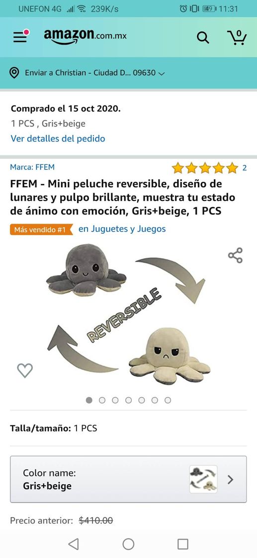 Moda Mini Peluche Reversible 