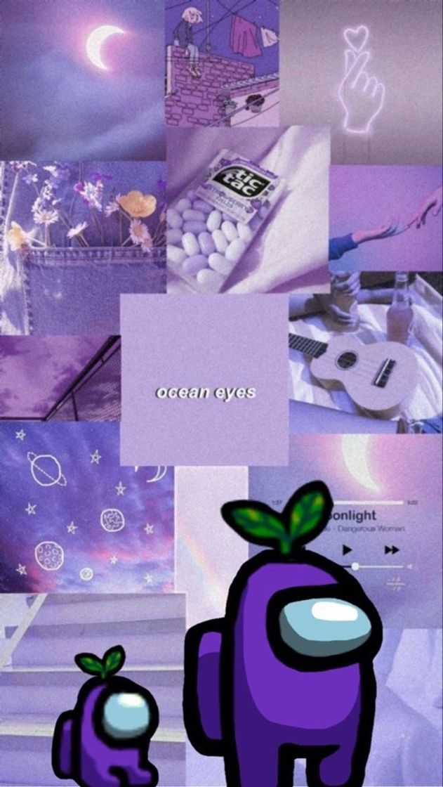 Moda Wallpaper Among Us roxo 