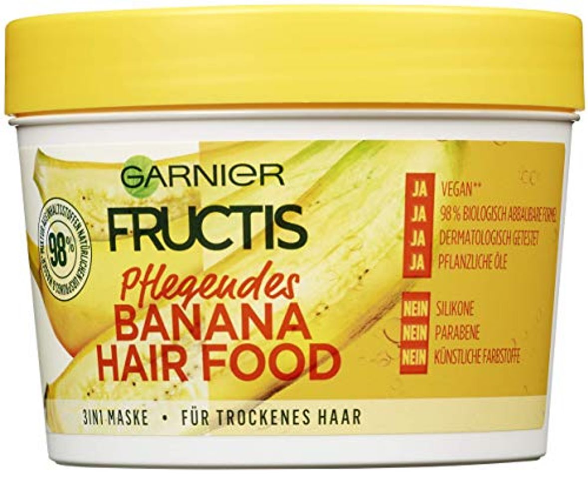 Productos Garnier Fructis pflegendes Banana Hair Food Kur 390 ml