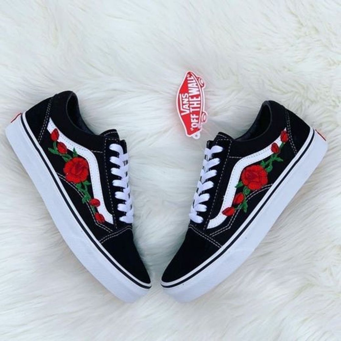 Moda Tênis vans tradicional com flor de rosas 