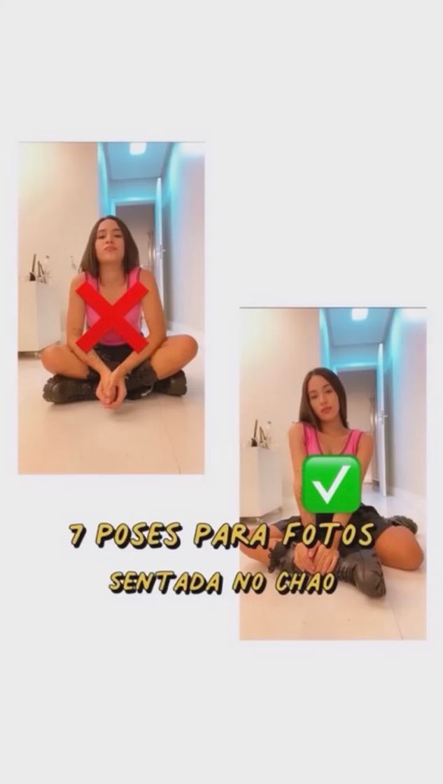 Moda 7 poses para fotos sentada no chao