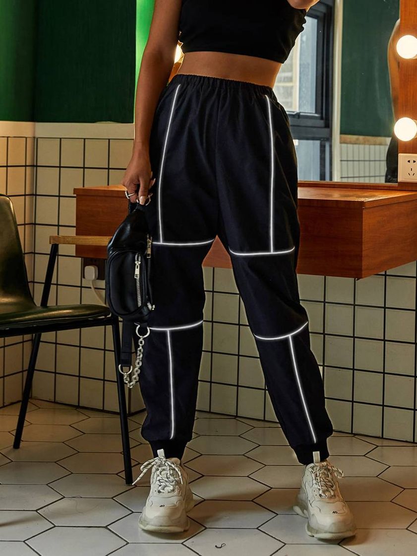 Moda Cintura contrastada desportivo calça