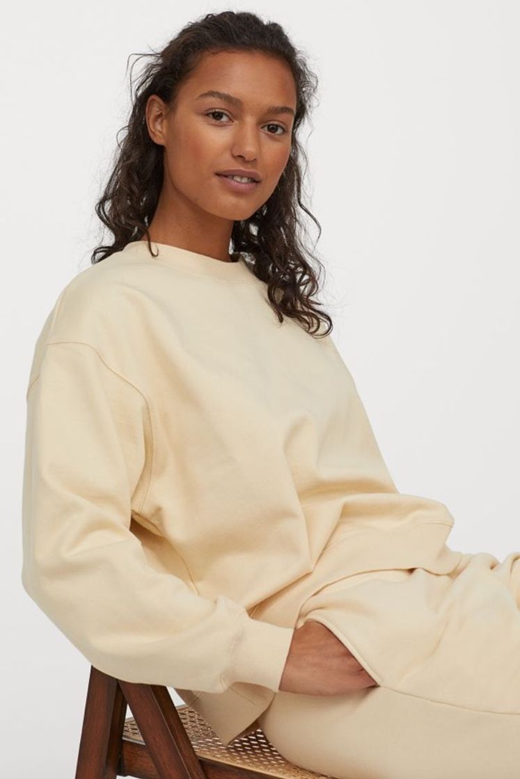 Social Camisola sweat em algodão - Bege claro - SENHORA