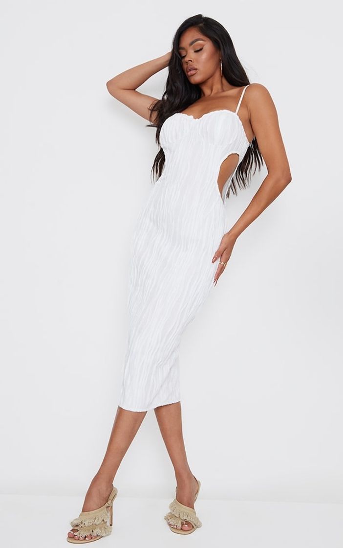 Moda Black Exposed Seam Strappy Cut Out Cup Midi Dress