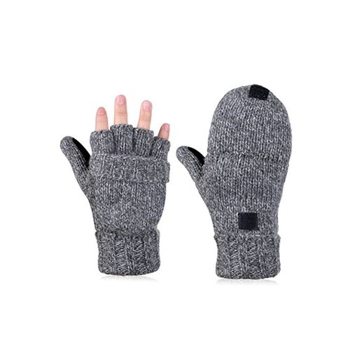 VBIGER Guantes Invierno Unisex Mitones de lana de punto caliente Manoplas