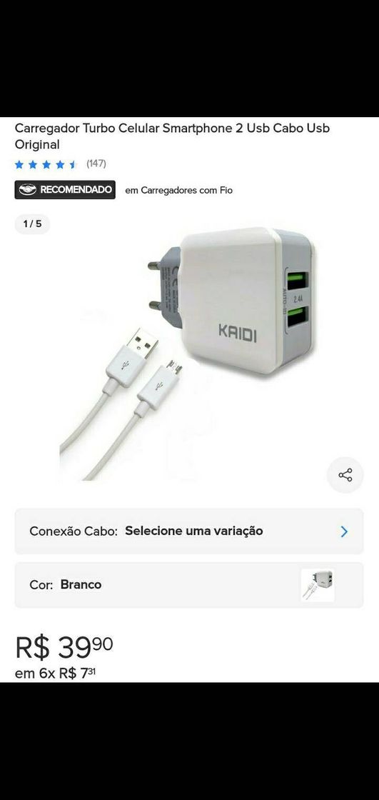 Producto Ccarregador celular 