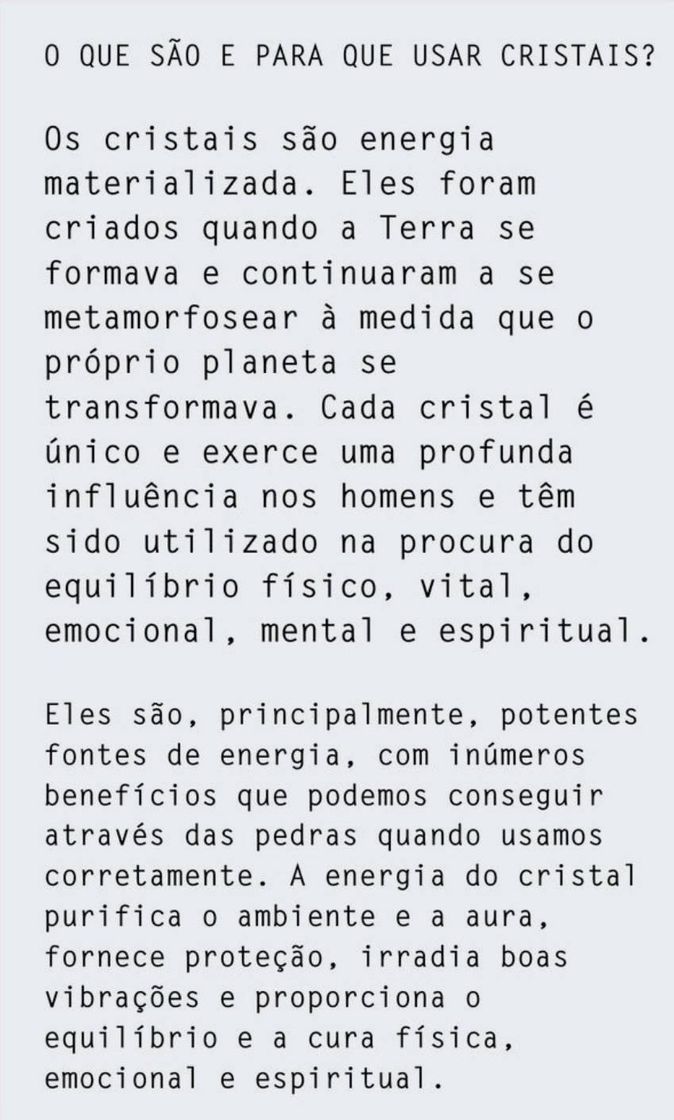 Social PARA QUE SERVE OS CRISTAIS 