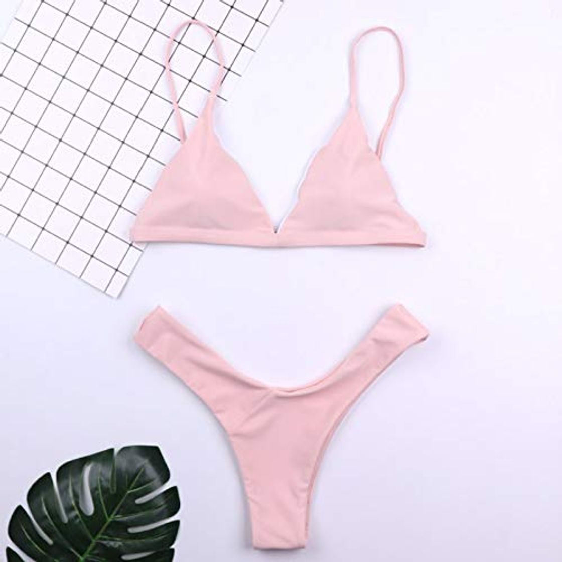 Productos GUOZI Bikini Biquini Biquíni Maiô Bandagem Rosa Rosa Tanga Duas Peças Traje