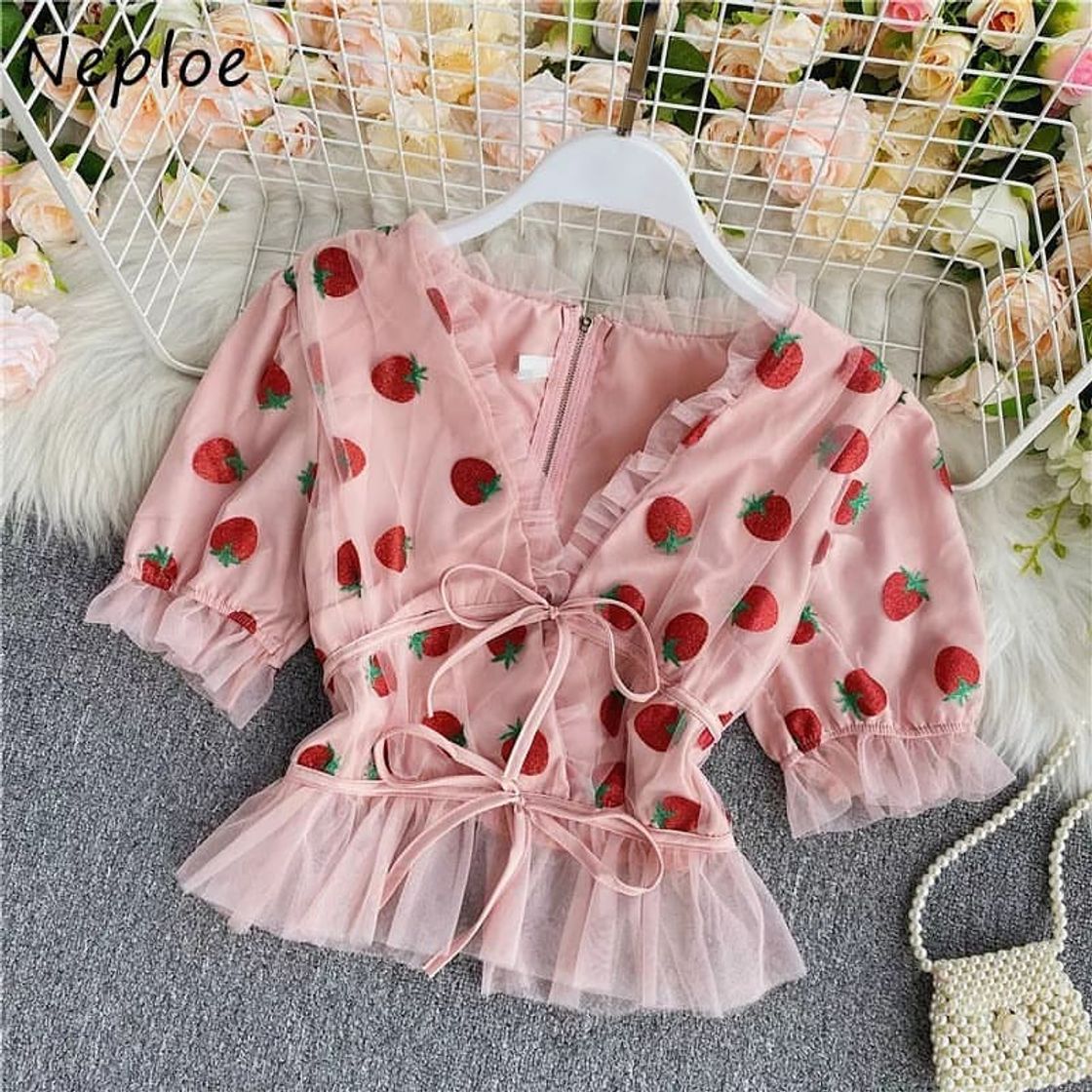 Moda 🍓cropped morango🍓