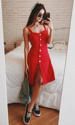 Vestido vermelho de alça 