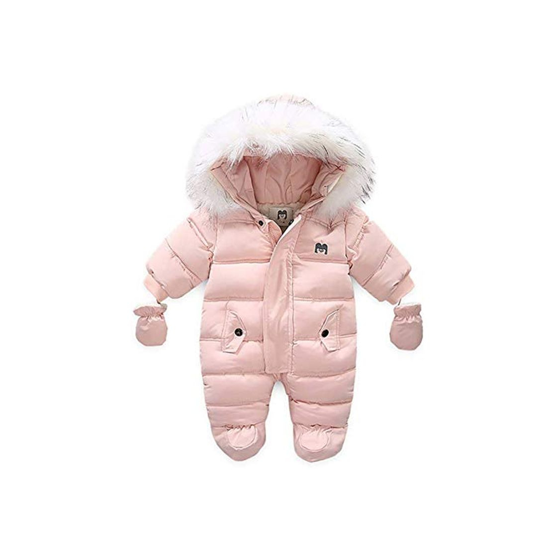 Moda Baby Girls Boys Zipper Down Jumpsuits with Gloves, Winter Romper Jumpsuit Romper