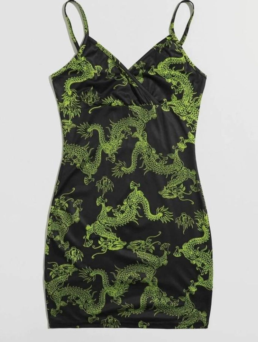 Fashion vestido da shein de dragão verde🐲