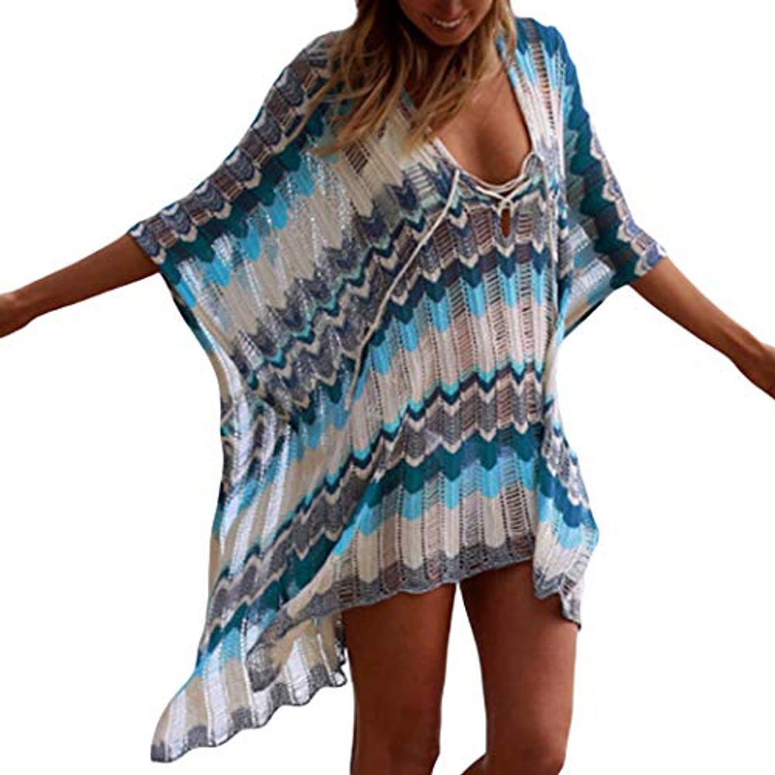 Social CURT SHARIAH Vestido de baño de Punto de Playa para Mujer Traje de baño Suelto Vestido de Encubrimiento