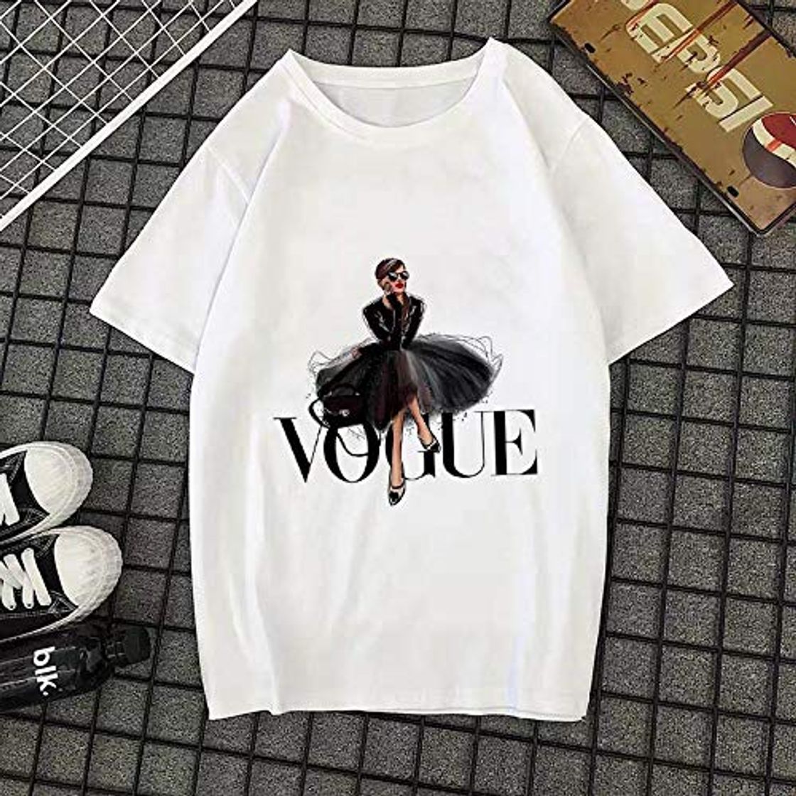 Moda DAJUZI Verano Nueva 2020 Moda Camiseta Mujer Vogue Letra Impresa Harajuku Camiseta