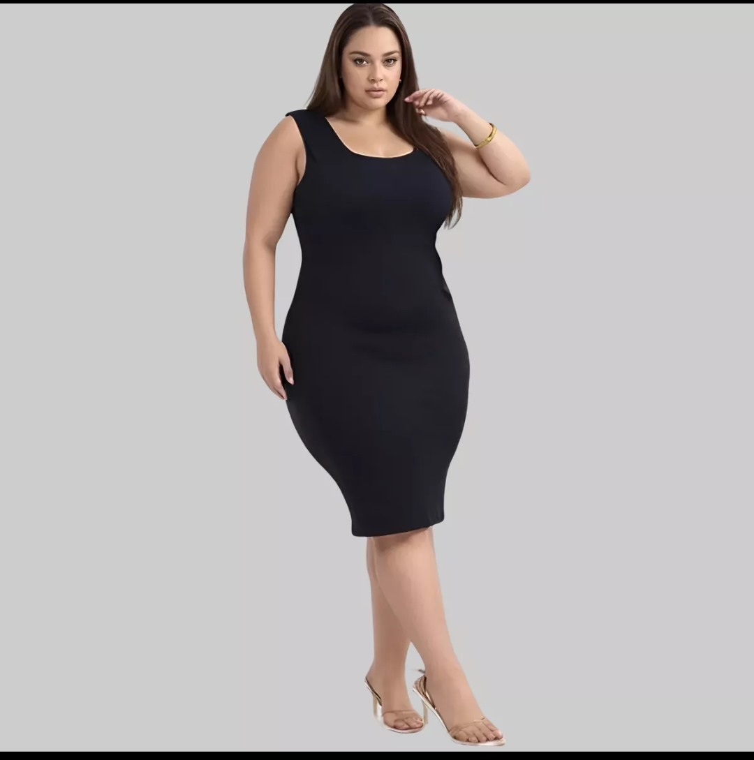Social Vestido Plus Size Midi Modelador Tubinho Curva Elegante 