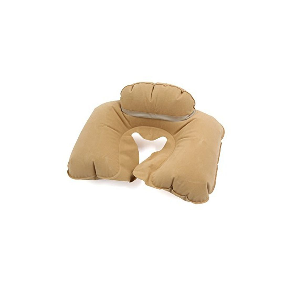 Moda DealMux Beige Franela Superficie Forma de U Almohada de Viaje al Aire Libre del Cuello del Aire Guardia Coche Almohada Inflable