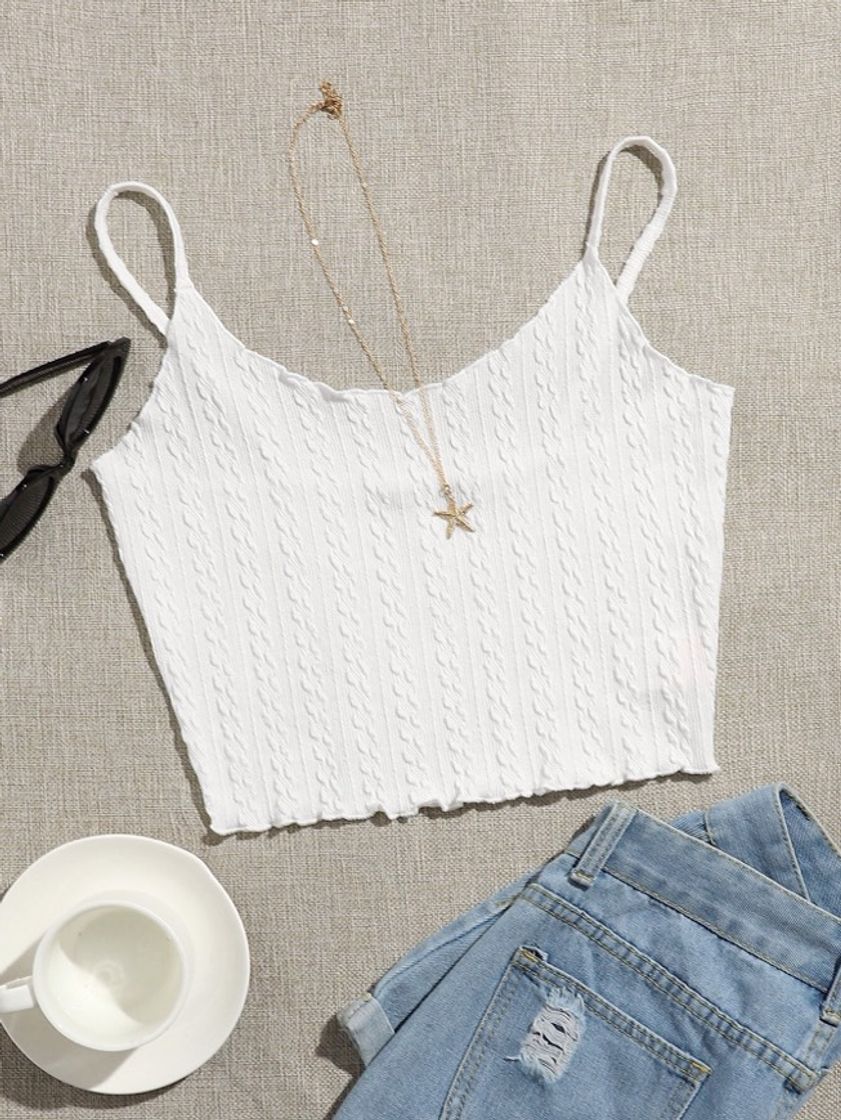 Fashion Cropped branco com textura