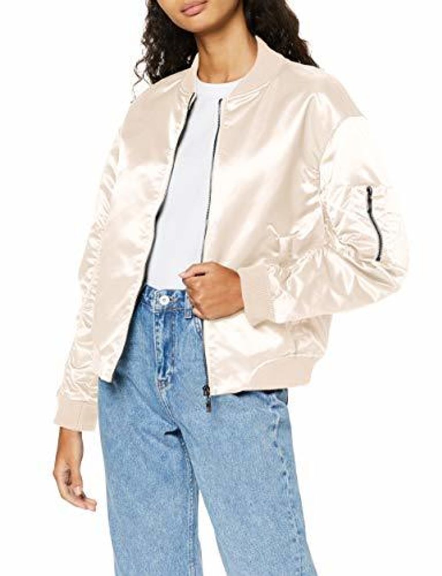 Productos find. Chaqueta de Satén Estilo Bómber Mujer, Rosa