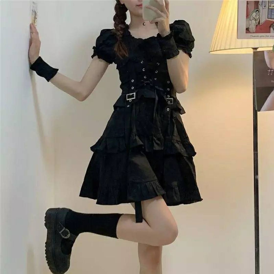 Fashion Vestidos Lolita preto