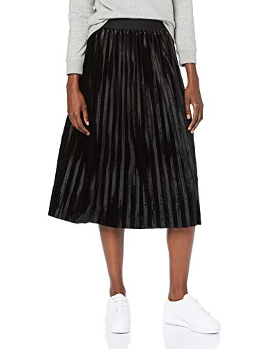 Product Urban Classics Ladies Velvet Plisse Skirt Falda, Negro