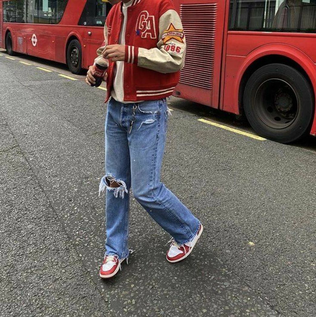 Social jacket red & pants jeans