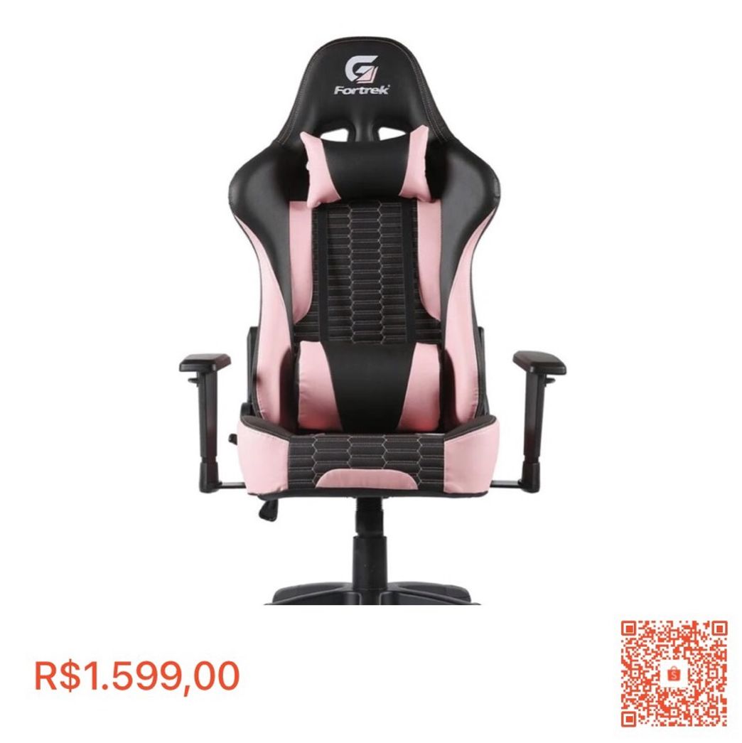 Moda Cadeira Gamer Cruiser Preta/rosa Fortrek