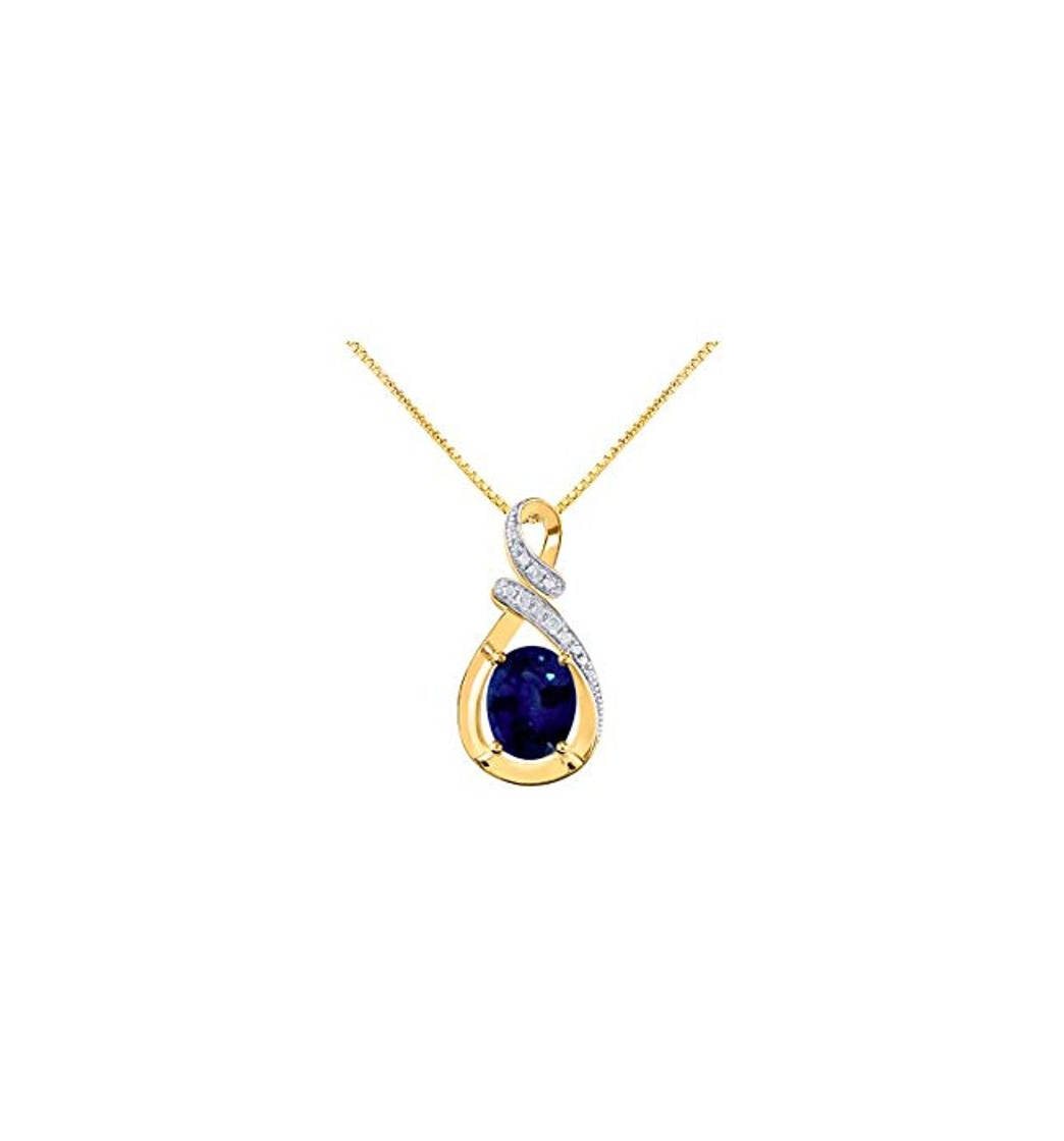 Producto *RYLOS Classic Elegant Blue Sapphire & Diamond Pendant