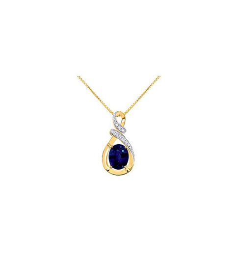 *RYLOS Classic Elegant Blue Sapphire & Diamond Pendant