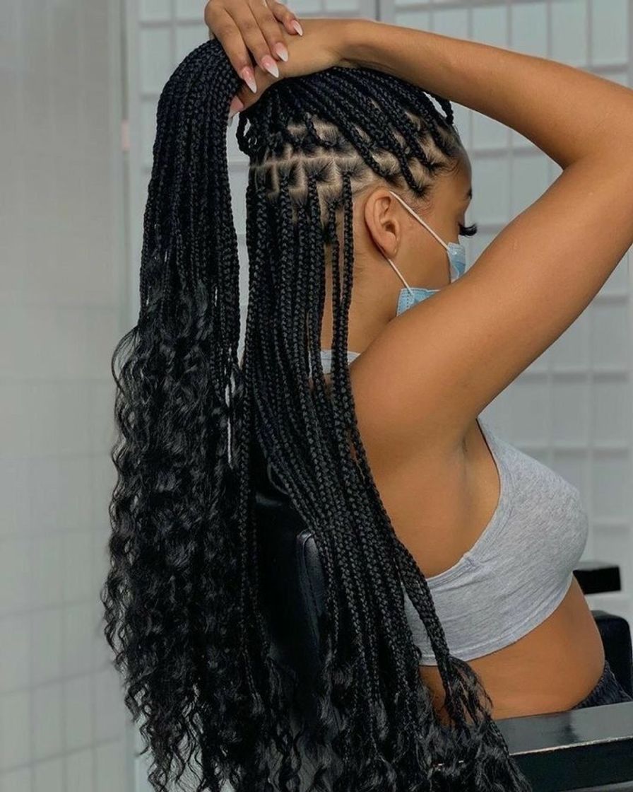 Moda box braid cachos nas pontas