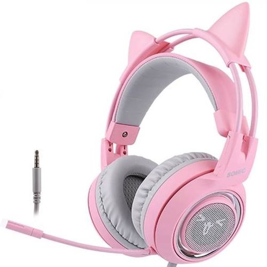 Sômica G951S rosa Cat Auscultadores Wired Gaming Headset 3,5 ...
