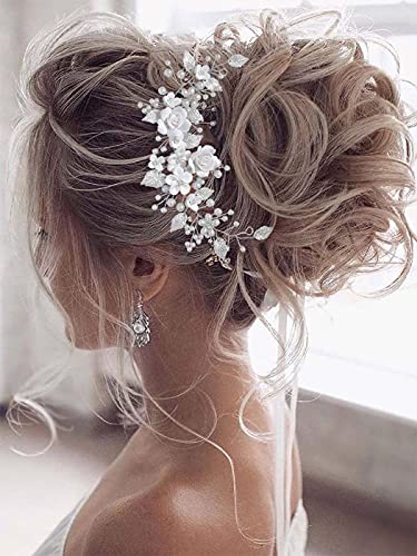 Fashion Vakkery Flor Boda Cabello Vid Accesorios Para El Cabello De Novia De Plata Tocado De Novia Para Mujeres y Niñas