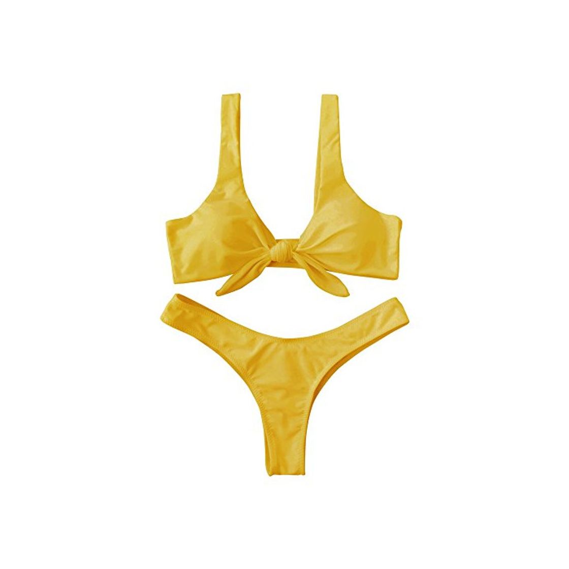 Producto ZAFUL Conjunto de bikini de mujer sólido anudado con tirantes acolchados y