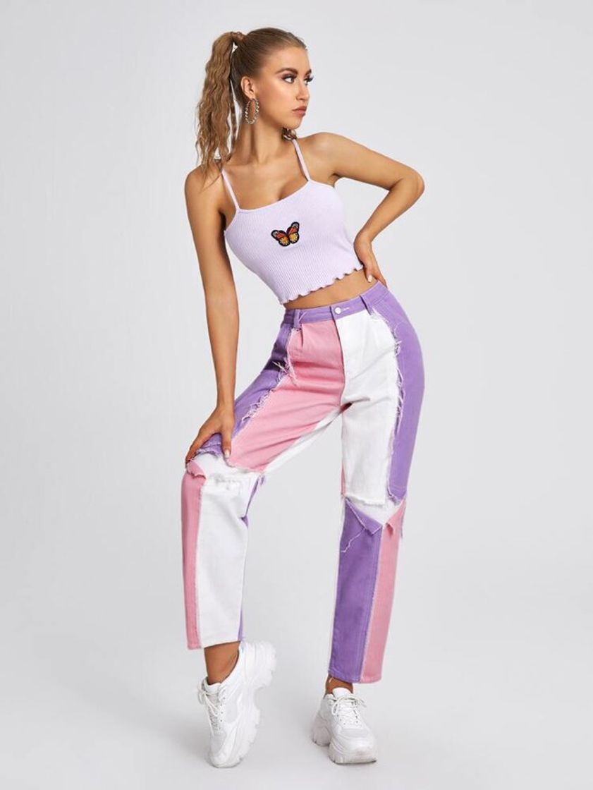 Fashion calça rosa com recortes SHEIN 🌸