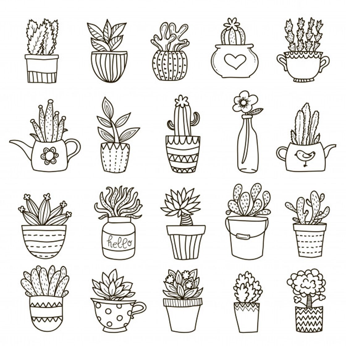 Moda Vector Gratis | Conjunto de iconos de plantas domésticas