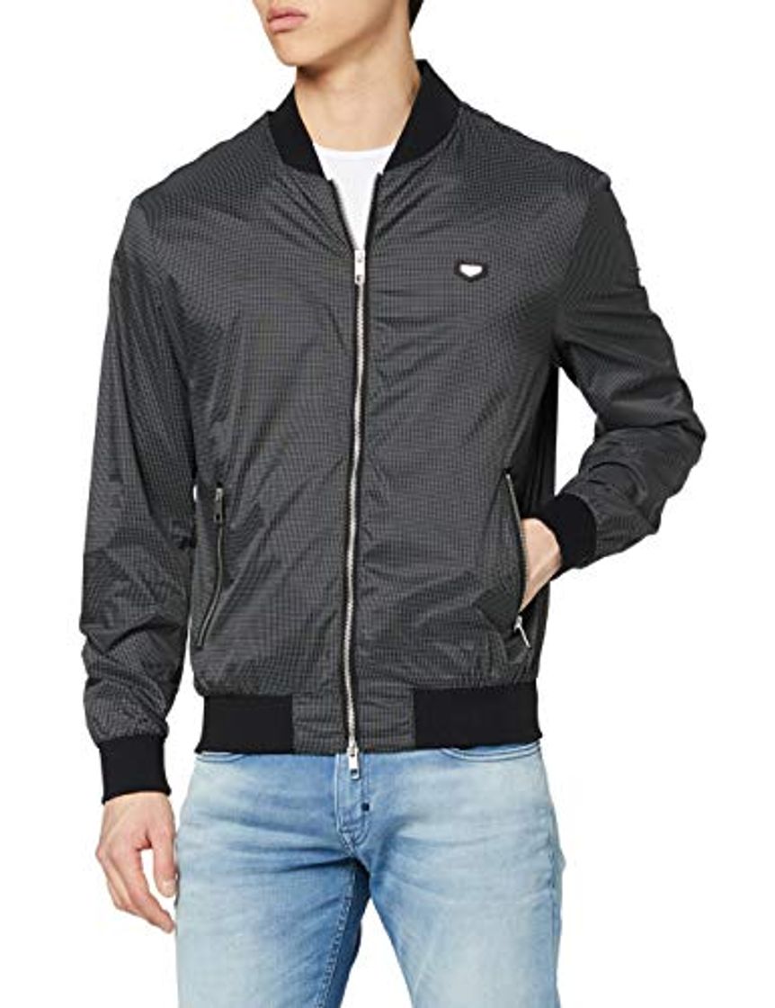 Social Antony Morato Bomber Leggero Microquadri con Tape Sulle Spalle Chaqueta, Negro