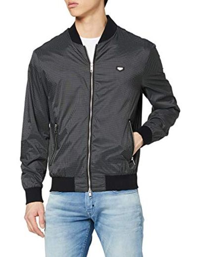 Antony Morato Bomber Leggero Microquadri con Tape Sulle Spalle Chaqueta, Negro