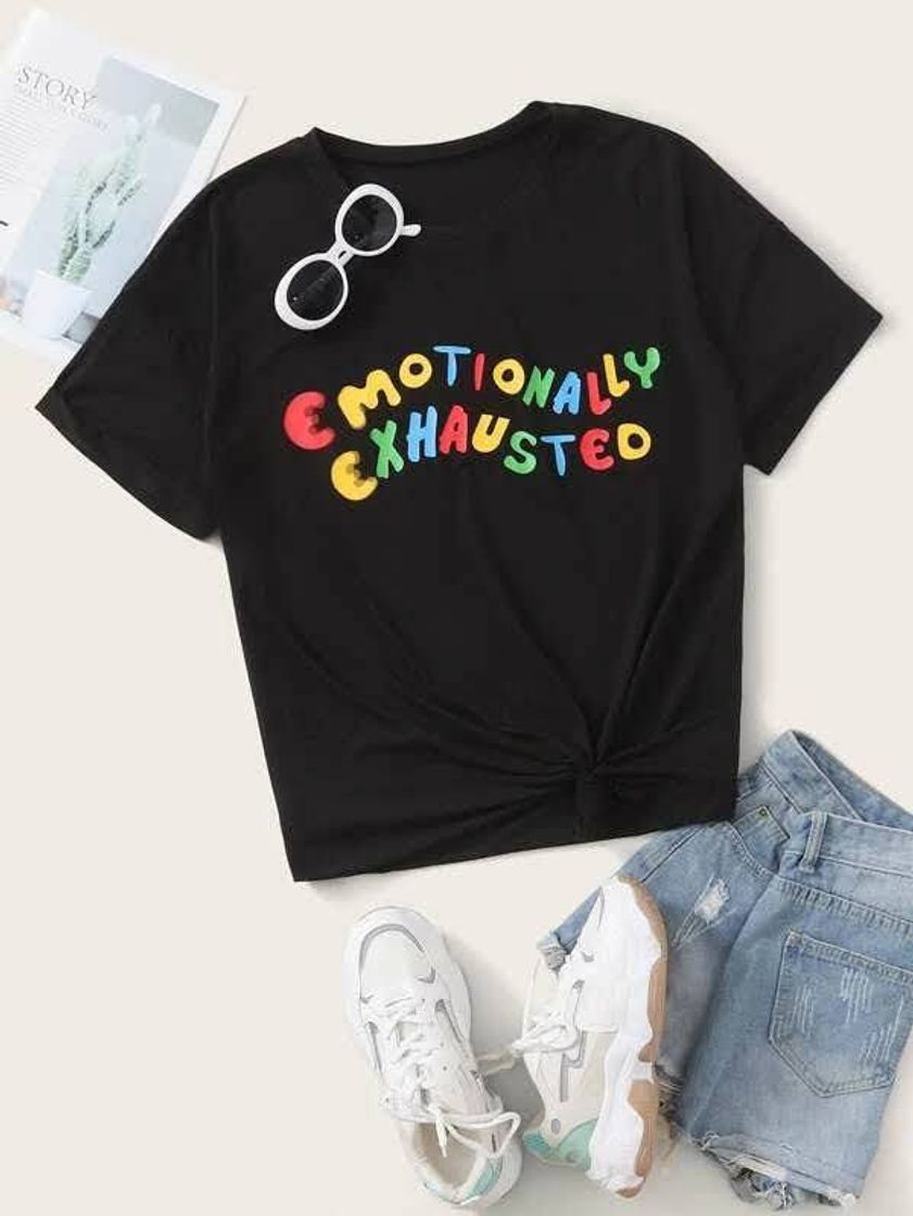 Moda Camiseta Preta emotionally exhausted 