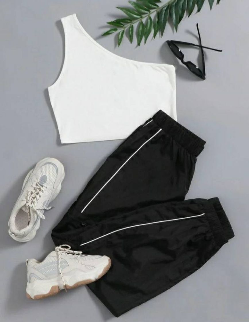 Moda Calça e cropped shein branco e preto