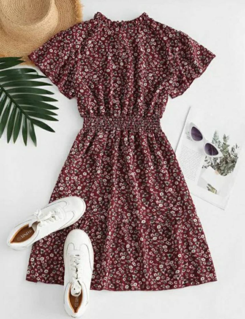 Moda Vestido vinho floral zaful