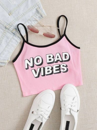 Cropped "NO BAD VIBES"❤️