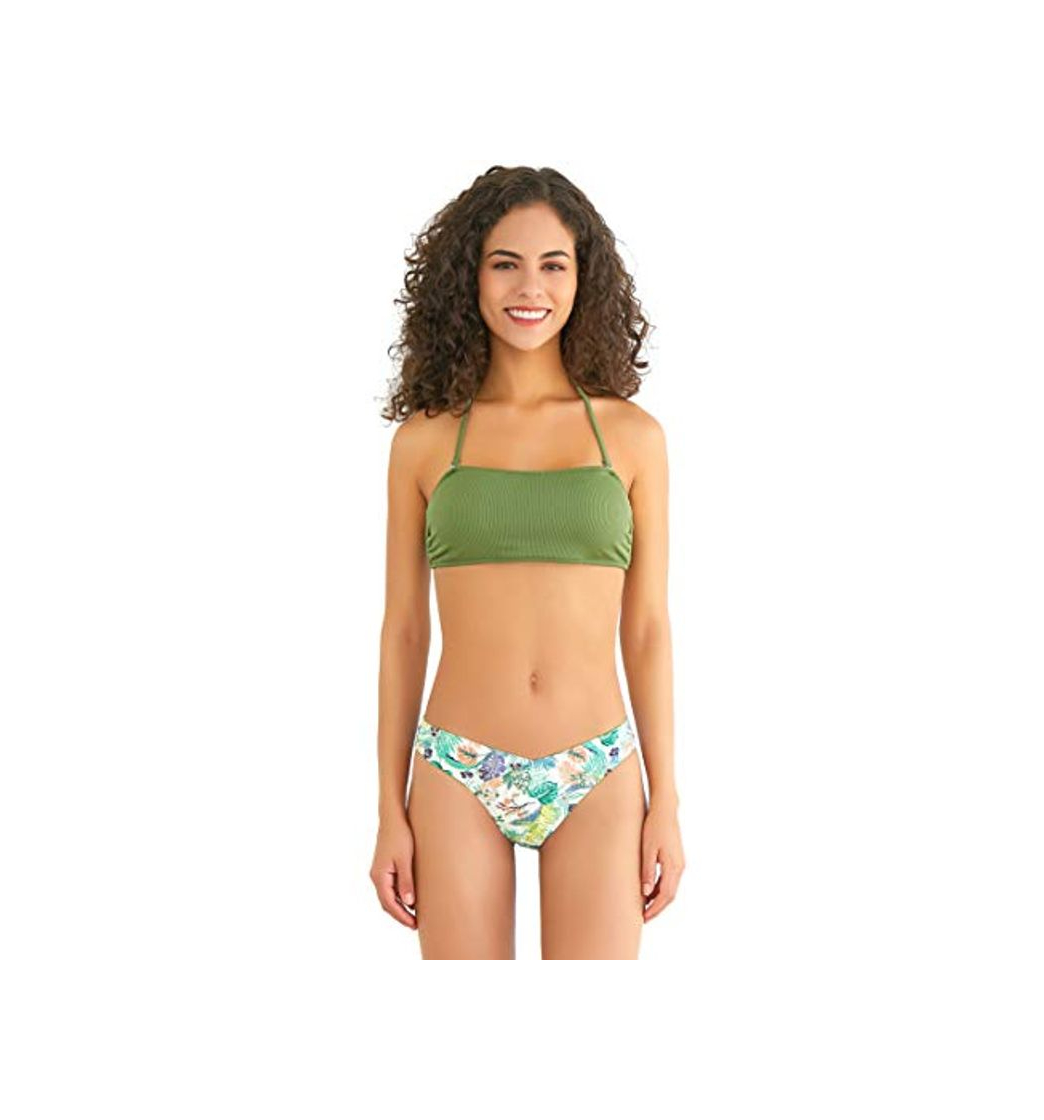 Social SHEKINI Mujer Conjunto de Bikini Top de Tubo Dividido Traje de Baño